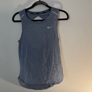 Nike Running Women's Heathered Blue Tank Top with reflectors flowy top XS #612